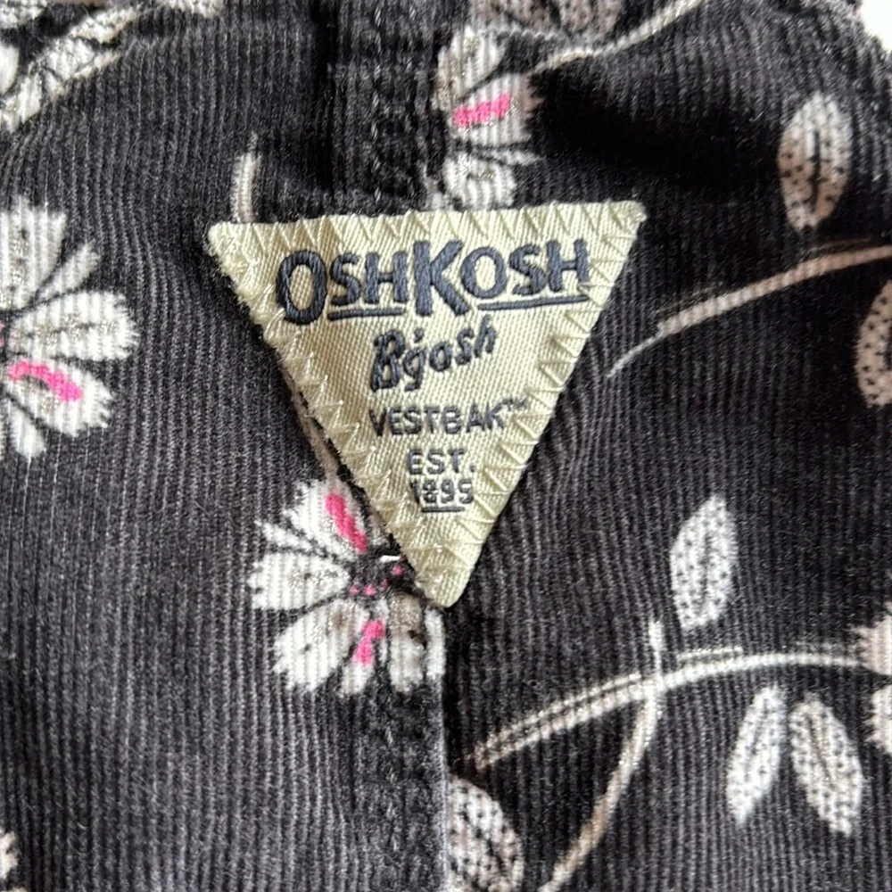 Osh Kosh vintage Overalls Girls 6 Monhs Black Corduroy With Daisy print